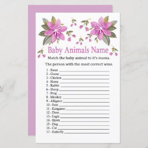 Purple flowers Baby Animals Name Game