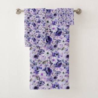 Purple Flowers Bath Towels