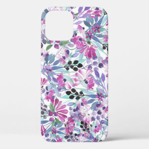 Purple Flowers & Berries: Watercolor iPhone 12 Case