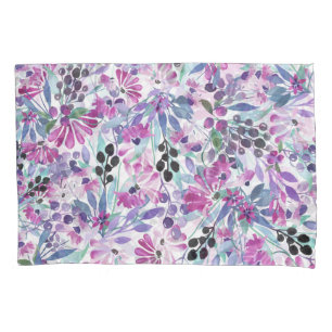 Purple Flowers & Berries: Watercolor Pillowcase