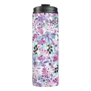 Purple Flowers & Berries: Watercolor Thermal Tumbler