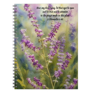Purple Flowers Bible Verse Prayer Journal Notebook