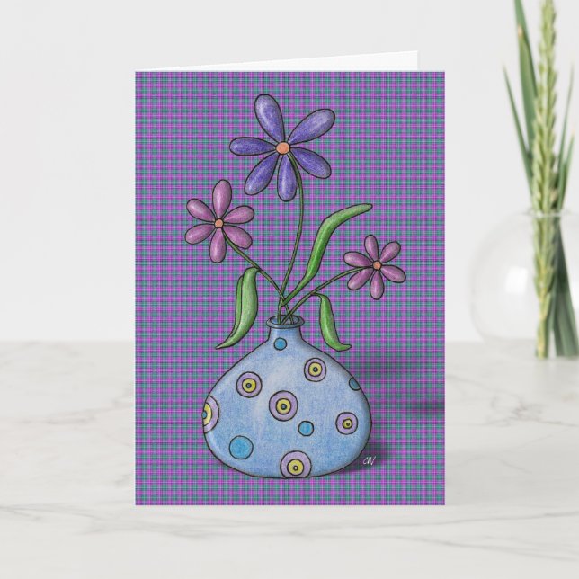 'Purple Flowers' Birthday Card (Front)