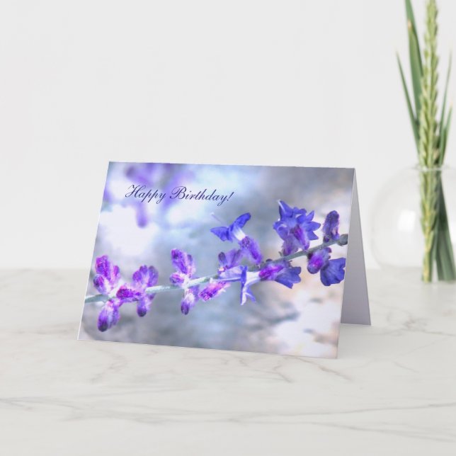Purple Flowers Birthday Card (Front)