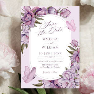Purple flowers bloom  save the date