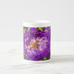Purple flowers bone china mug