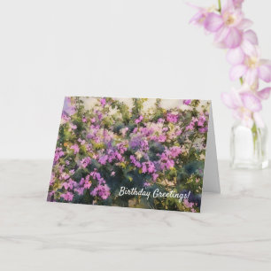 Purple Flowers Bougainvillea Art Birthday Card