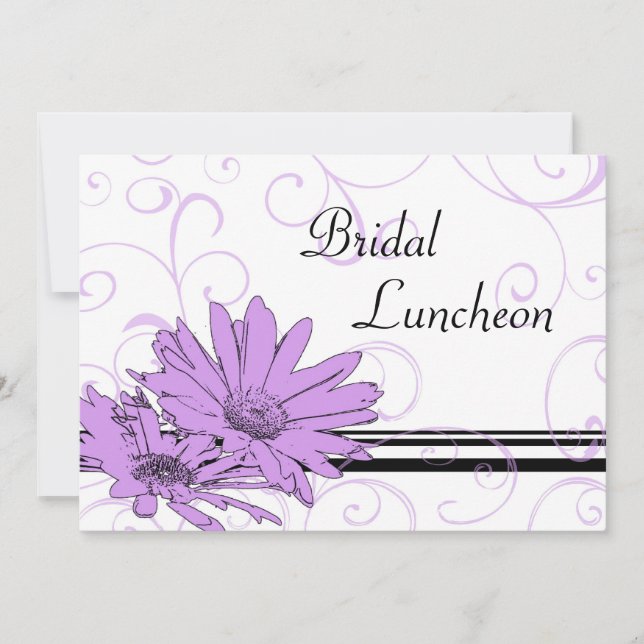 Purple Flowers Bridal Luncheon Invitation Cards (Front)