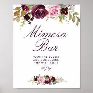 purple flowers bridal shower mimosa bar sign