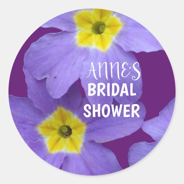 Purple Flowers Bridal  Shower Sticker (Front)