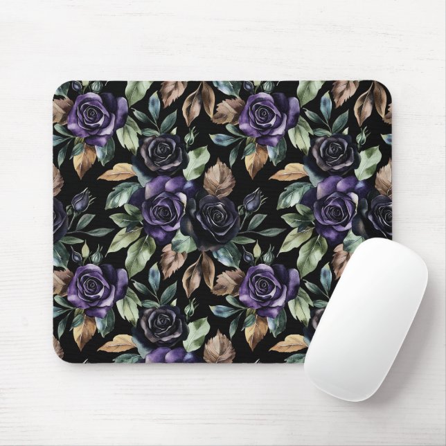 Purple Flowers Bronze Leaves Mouse Mat (With Mouse)