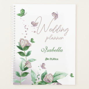 purple flowers & butterflies greenery wedding planner