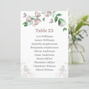 purple flowers butterflies seating chart card