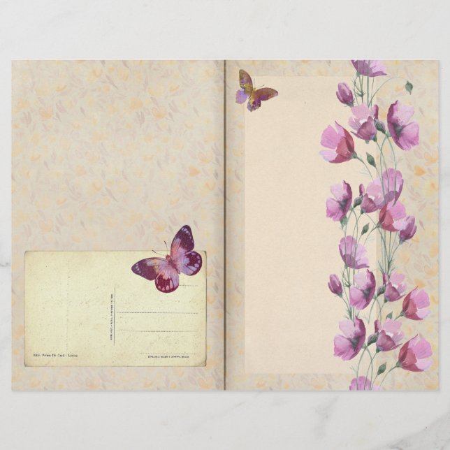 Purple Flowers & Butterfly Journal Page (Front)