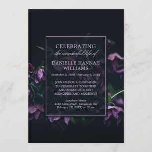 Purple Flowers - Celebration of Life Memorial Invitation