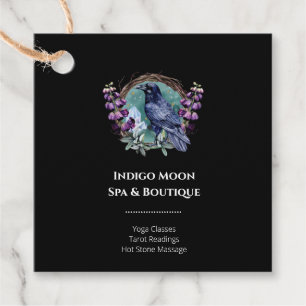 Purple Flowers Celestial Raven Crystals Wreath Favour Tags