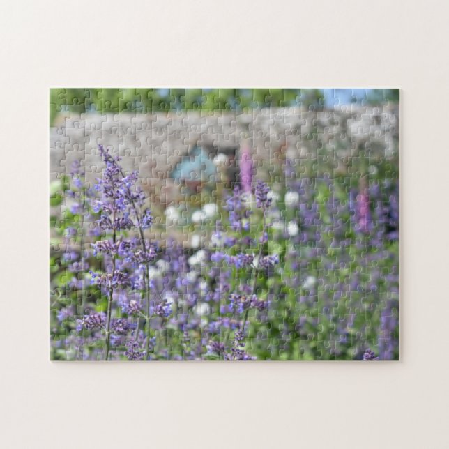 Purple Flowers Country House Garden Cotswolds UK Jigsaw Puzzle (Horizontal)