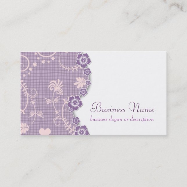 Purple Flowers Country Style Cute Business Card (Front)