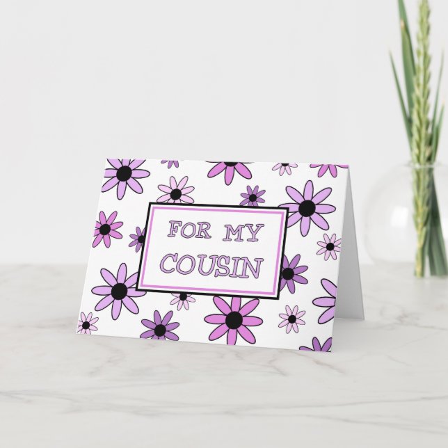 Purple Flowers Cousin Flower Girl Invitation Card (Front)