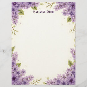 Purple Flowers Custom Letterhead