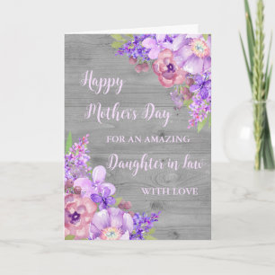 Purple Flowers Daughter in Law Happy Mother's Day Card