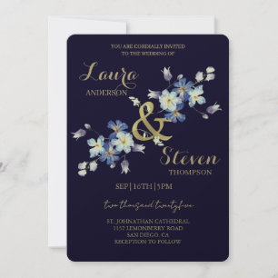 Purple Flowers Decoration Wedding Invitation