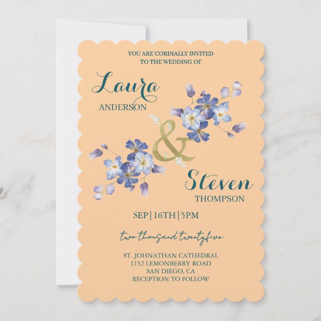 Purple Flowers Decoration Wedding Invitation (Front)
