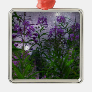 Purple Flowers Fantasy Night Metal Tree Decoration
