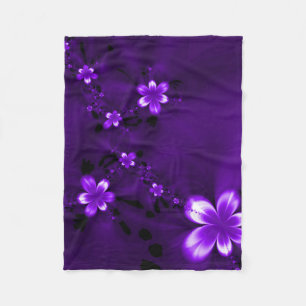 Purple Flowers Fleece Blanket