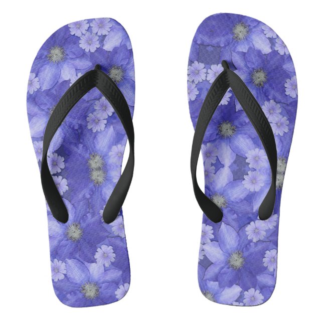 Purple Flowers Flip Flops (Footbed)