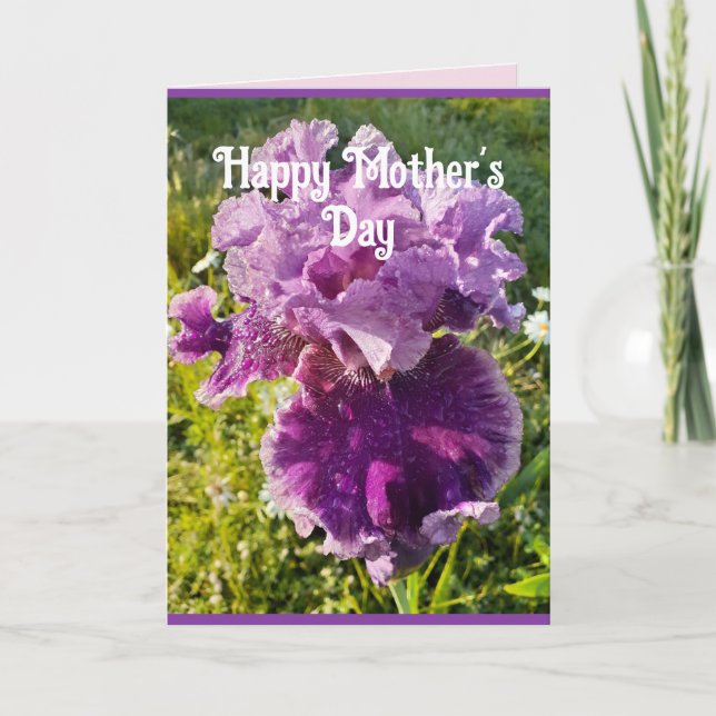 Purple Flowers Floral Iris Irises Mothers Day Card (Front)