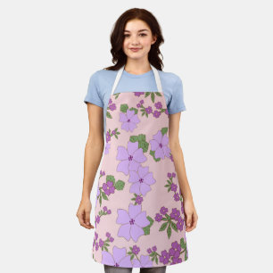 Purple Flowers, Floral Pattern, Pattern Of Flowers Apron