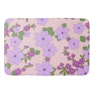 Purple Flowers, Floral Pattern, Pattern Of Flowers Bath Mat