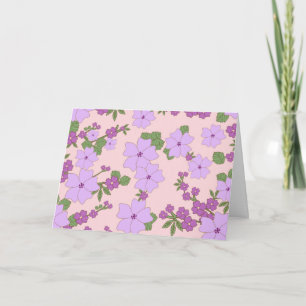 Purple Flowers, Floral Pattern, Pattern Of Flowers Card