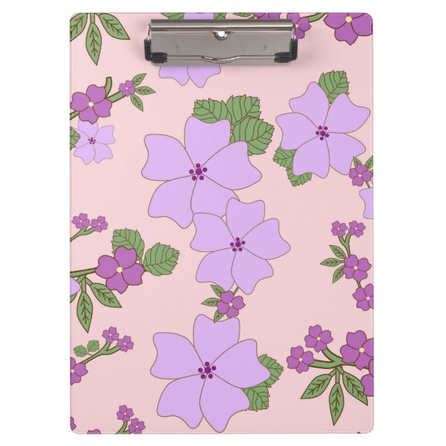 Purple Flowers, Floral Pattern, Pattern Of Flowers Clipboard (Front)