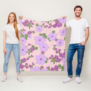 Purple Flowers, Floral Pattern, Pattern Of Flowers Fleece Blanket