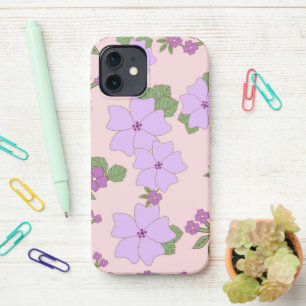 Purple Flowers, Floral Pattern, Pattern Of Flowers iPhone 12 Case