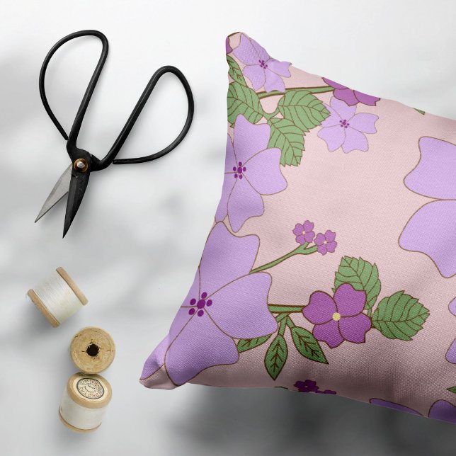 Purple Flowers, Floral Pattern, Pattern Of Flowers Pillowcase (Creator Uploaded)