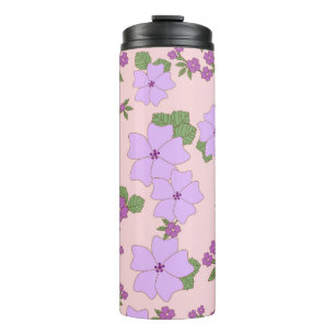 Purple Flowers, Floral Pattern, Pattern Of Flowers Thermal Tumbler