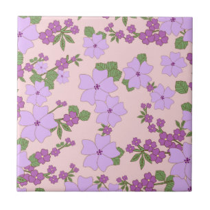 Purple Flowers, Floral Pattern, Pattern Of Flowers Tile
