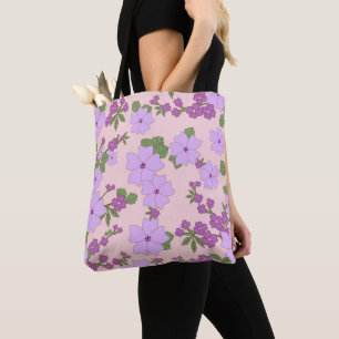 Purple Flowers, Floral Pattern, Pattern Of Flowers Tote Bag
