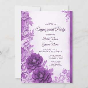 Purple Flowers Flourish Engagement Invitation