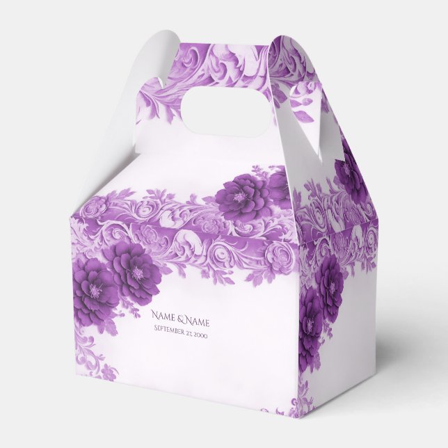 Purple Flowers Flourish Favour Box (Front Side)