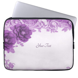 Purple Flowers Flourish Laptop Sleeve