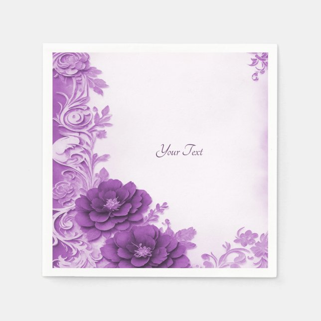 Purple Flowers Flourish Napkins (Front)