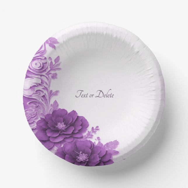 Purple Flowers Flourish Paper Plate (Front)
