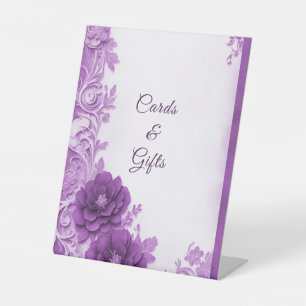 Purple Flowers Flourish Tabletop Signs