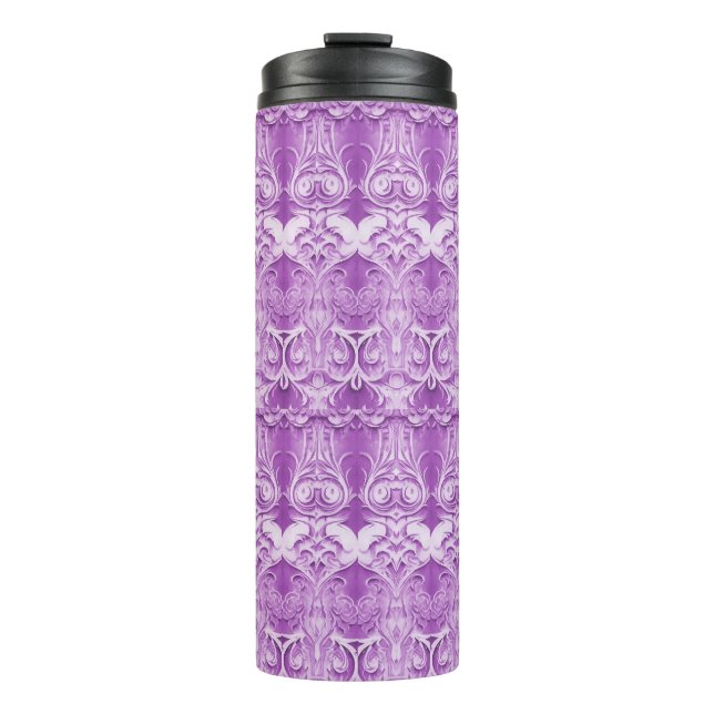 Purple Flowers Flourish Thermal Tumbler (Front)