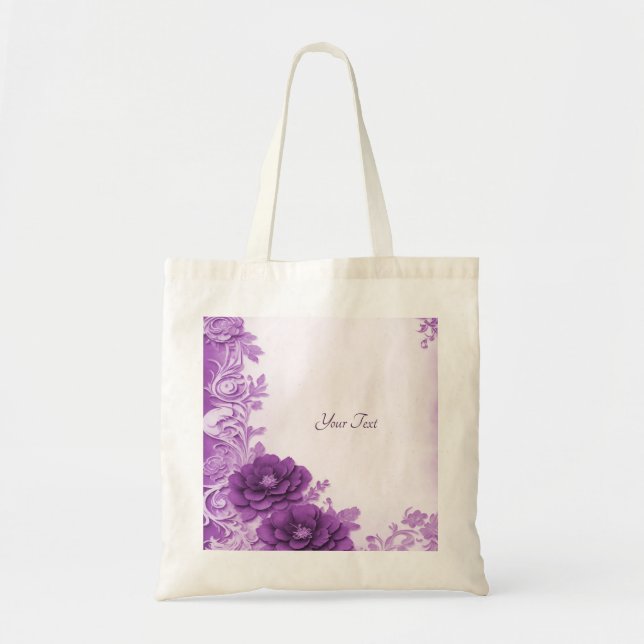 Purple Flowers Flourish Tote Bag (Front)