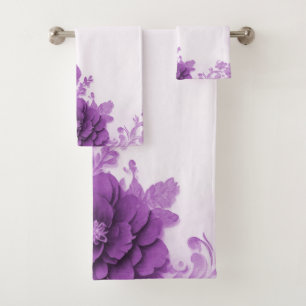 Purple Flowers Flourish Towel Set
